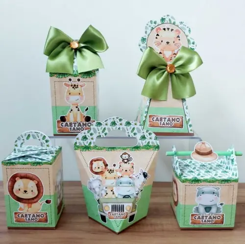 Kit Festa 15 Caixinhas Personalizadas Safari Baby