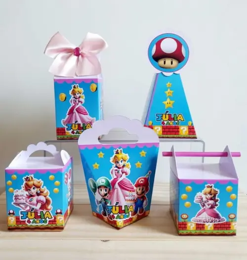 Kit Festa 20 Caixinhas Personalizadas Princesa Peach