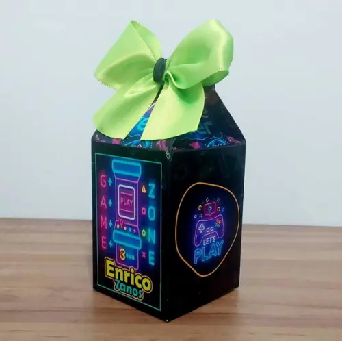 Kit Festa 20 Caixinhas Personalizadas Vídeo Game Neon