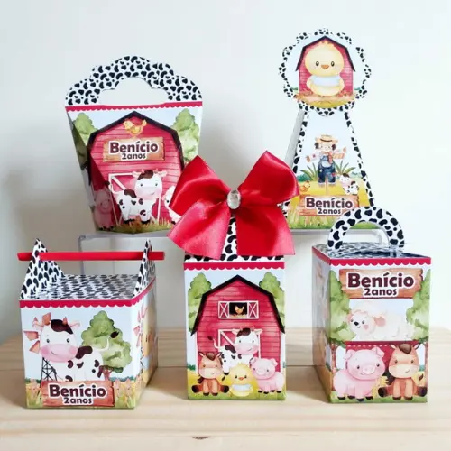 Kit Festa 25 Caixinhas Personalizadas Fazendinha