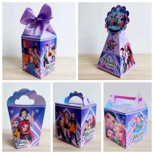 Kit Festa 25 Caixinhas Personalizadas Guerreiras do K-pop