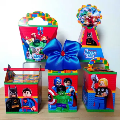 Kit Festa 25 Caixinhas Personalizadas Lego Super Herois