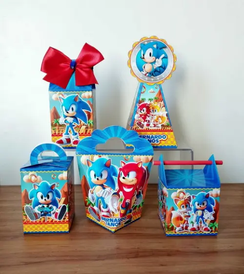 Kit Festa 25 Caixinhas Personalizadas Sonic Lembrancinha