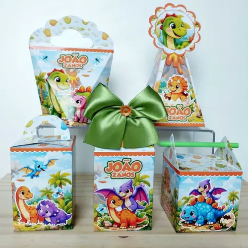 Kit Festa 30 Caixinhas Personalizadas Dinossauro Baby