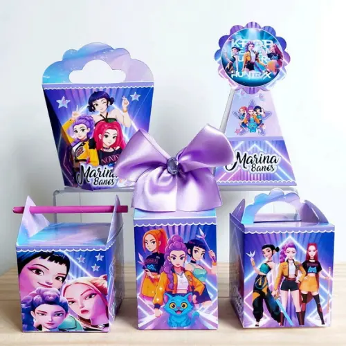 Kit Festa 30 Caixinhas Personalizadas Guerreiras do K-pop