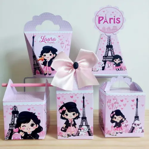 Kit Festa 30 Caixinhas Personalizadas Paris