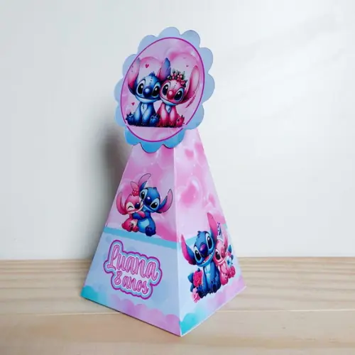 Kit Festa 30 Caixinhas Personalizadas Stitch e Angel