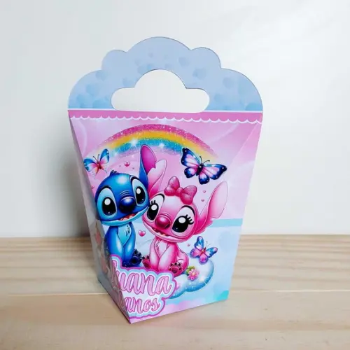 Kit Festa 30 Caixinhas Personalizadas Stitch e Angel