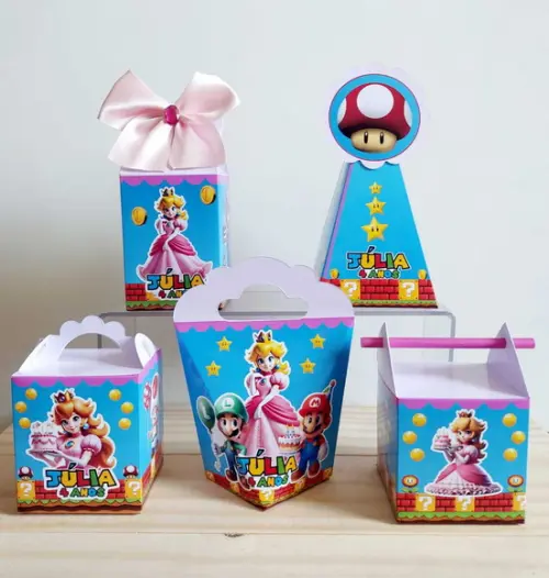 Kit Festa 40 Caixinhas Personalizadas Princesa Peach