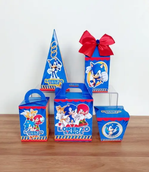 Kit Festa 40 Caixinhas Personalizadas Sonic