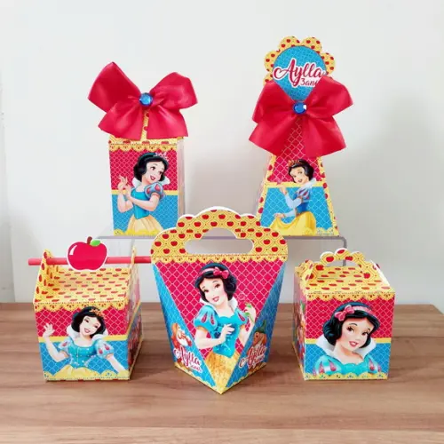 Kit Festa 50 Caixinhas Personalizadas Branca de Neve
