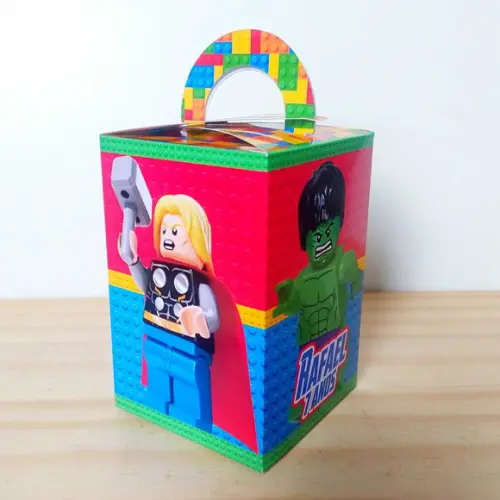 Kit Festa 50 Caixinhas Personalizadas Lego Super Herois