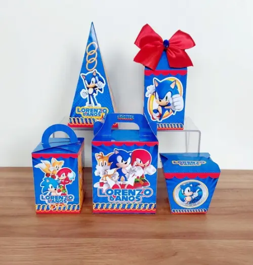 Kit Festa 50 Caixinhas Personalizadas Sonic