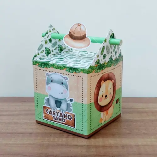 Kit Festa 50 Caixinhas Personalizadas Safari Baby