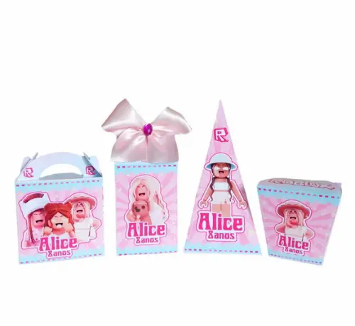 Kit Festa Básico 40 Lembrancinhas Personalizadas Roblox Rosa