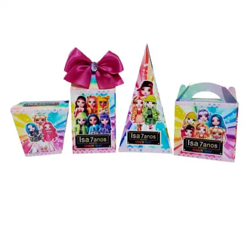 Kit Festa Básico 50 Lembrancinhas Personalizada Rainbow High