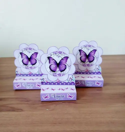 Porta Bis Duplo Borboleta Lilás Personalizado Festa
