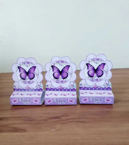 Porta Bis Duplo Borboleta Lilás Personalizado Festa