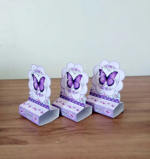 Porta Bis Duplo Borboleta Lilás Personalizado Festa
