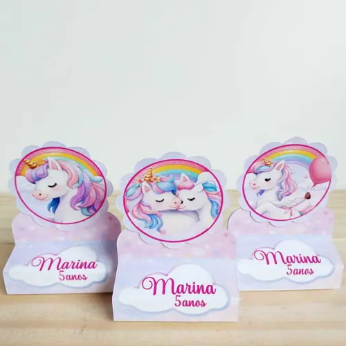 Porta Bis Duplo Unicórnio Personalizado Festa Infantil