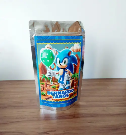 Saquinho Metalizado Sonic Zip Lock Personalizado