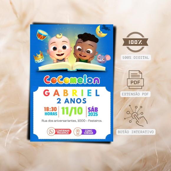 Convite Digital Cocomelon Personalizado com Botão Interativo