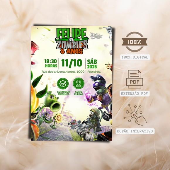 Convite Digital Interativo - Plants Vs Zombies
