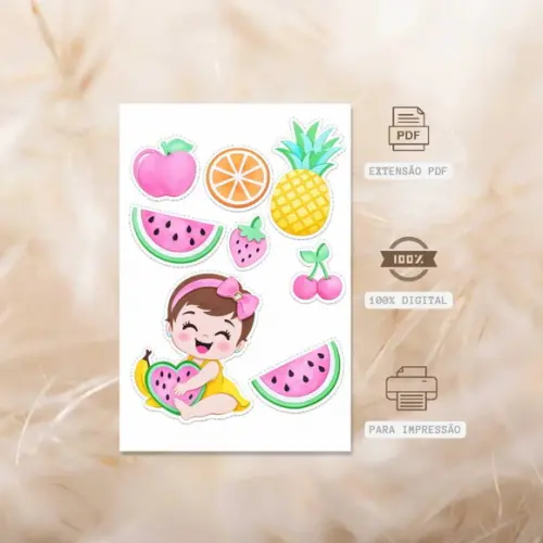 Arte Digital - Topo de Bolo Bebê Frutinha