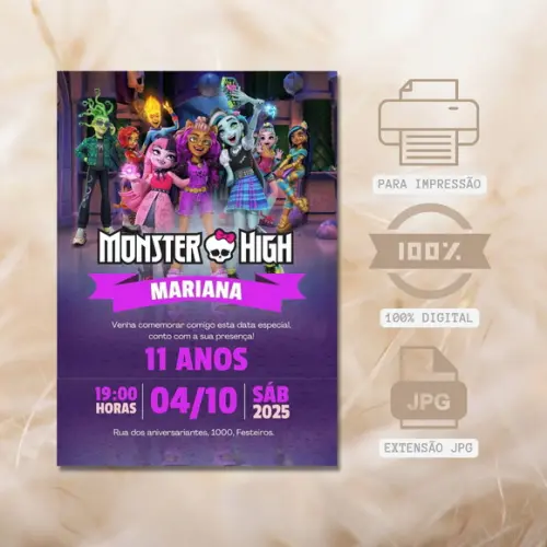 Convite Digital - Monster High