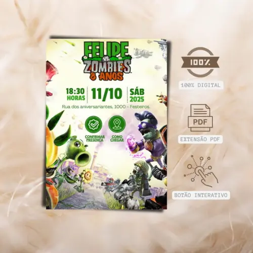 Convite Digital Interativo - Plants Vs Zombies