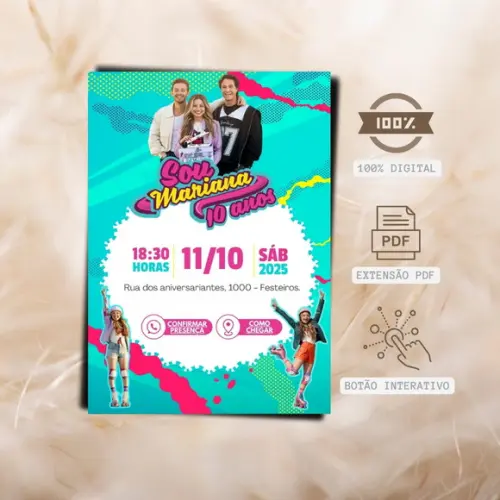 Convite Digital Soy Luna Personalizado com Botão Interativo
