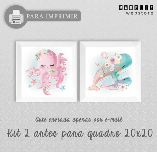 Kit 2 Artes Digitais Fundo do Mar Candy Color