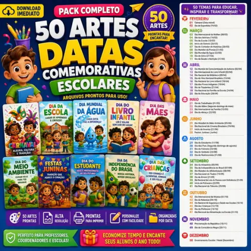 Pack 50 Artes Datas Comemorativas Escolares