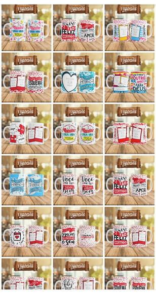 Pack Artes para Canecas Dia dos Namorados Romântico