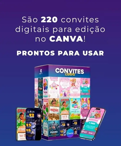 Pack 220 Convites Digitais- Editável Canva