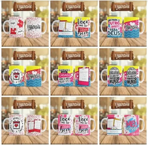 Pack Artes para Canecas Dia dos Namorados Romântico