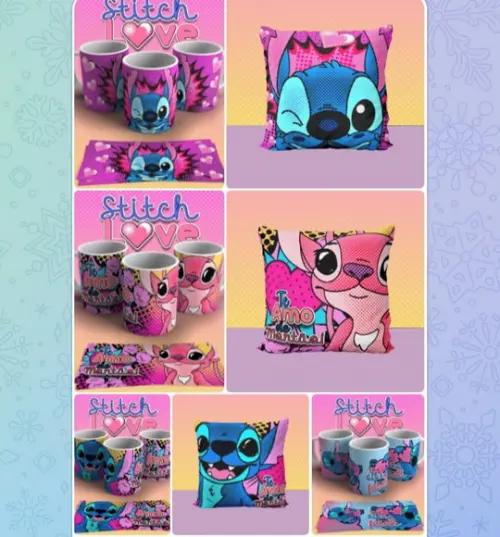 Pack Artes para Canecas e Almofada Stitch Love