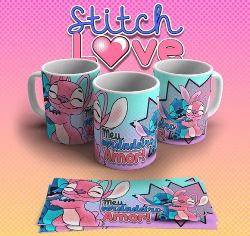Pack Artes para Canecas e Almofada Stitch Love