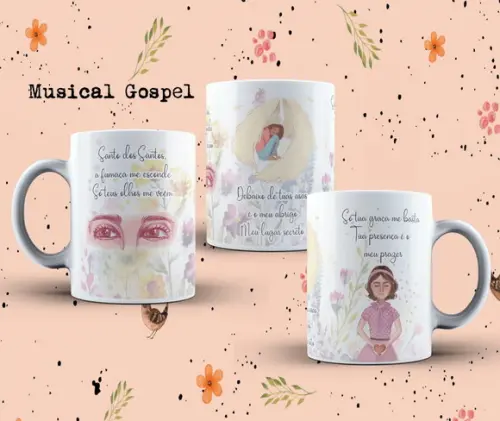 Pack Artes para Canecas Músicas Gospel Não Temo Mais o Mar