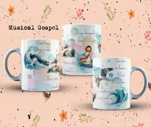Pack Artes para Canecas Músicas Gospel Não Temo Mais o Mar