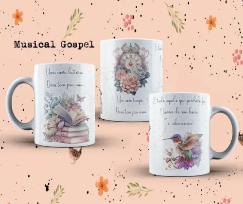 Pack Artes para Canecas Músicas Gospel Não Temo Mais o Mar