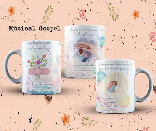Pack Artes para Canecas Músicas Gospel Não Temo Mais o Mar