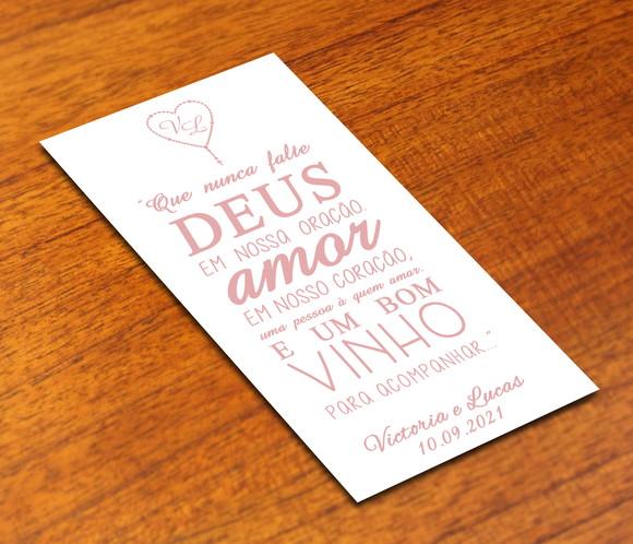 Adesivo 250 ml Vinho Deus Casamento ROSA Rótulo Adesivo