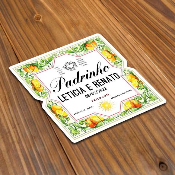 Adesivo 275ml Gin do Padrinho e Madrinha Rótulo Laranja