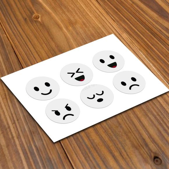 Adesivo 2X2cm Transparente Carinhas para Copinhos e Potinhos