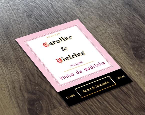 Adesivo 375 ml Vinho da Madrinha ROSA Rótulo Adesivo
