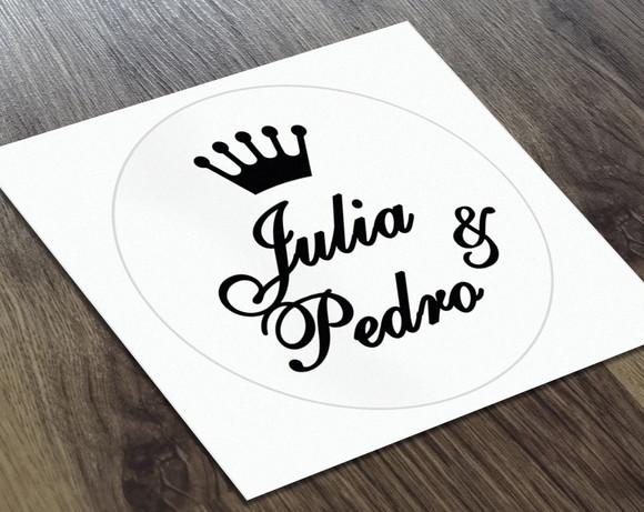 Adesivo 4x4cm Noivos Coroa Transparente a Prova D'água