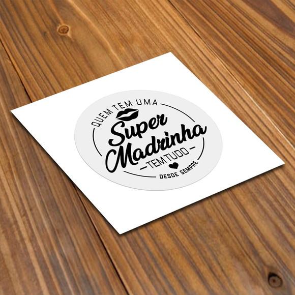 Adesivo 4x4cm Super Padrinho Super Madrinha Transparente