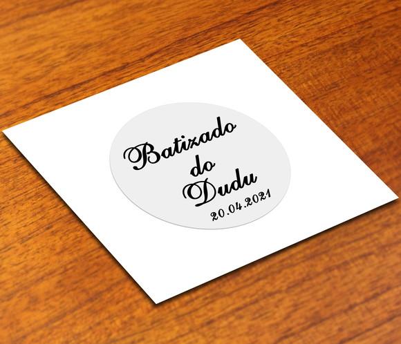 Adesivo 4x4cm Transparente Batizado a Prova D'água