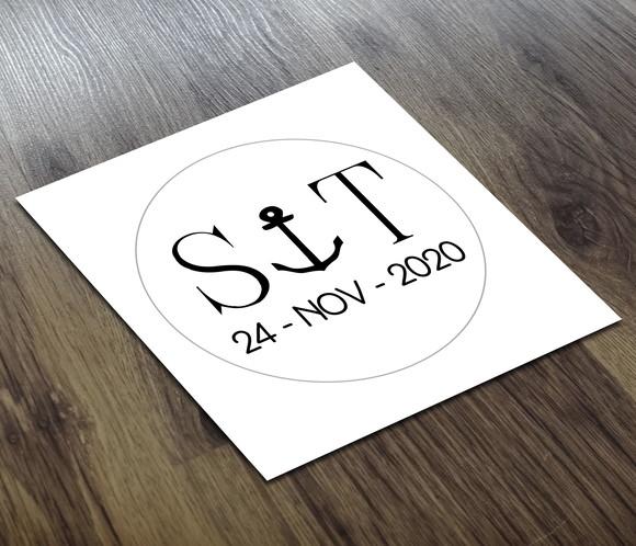 Adesivo 4x4cm Transparente Âncora Noivos a Prova D'água